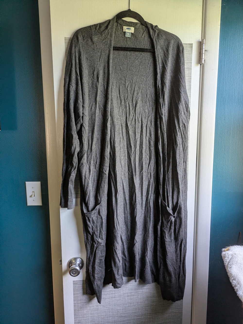 Long Open-Front Lightweight Sweater - Gray